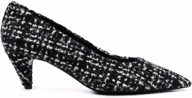 Saint Laurent 65mm tweed pointed pumps Black
