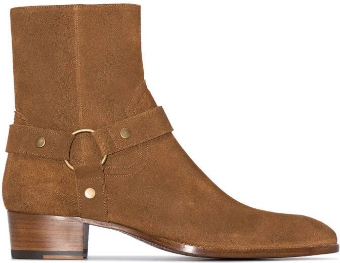 Saint Laurent Wyatt suede boots Brown