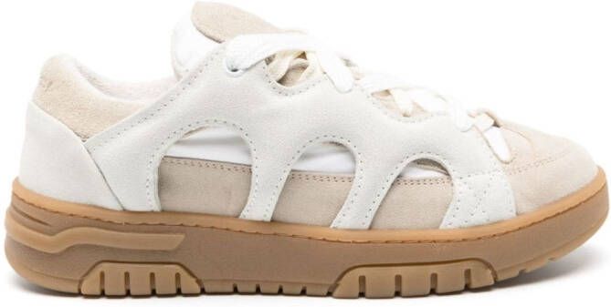 SANTHA Curb panelled leather sneakers Neutrals