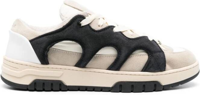 SANTHA two-tone panelled suede sneakers Neutrals
