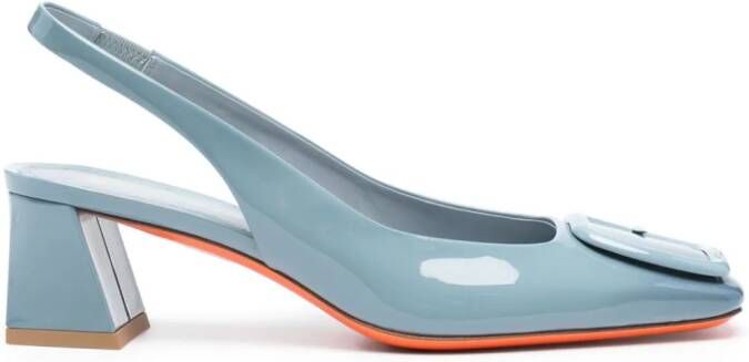 Santoni 50mm patent-leather pumps Blue