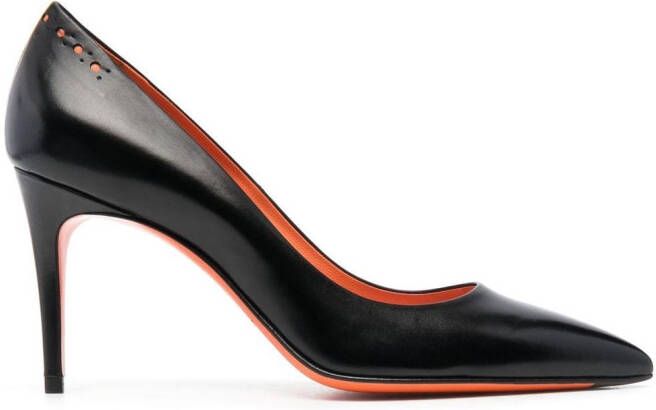 Santoni 95mm heel leather pumps Black