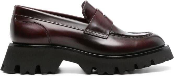 Santoni Alfie penny-slot leather loafers Red