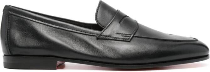 Santoni almond leather loafers Black