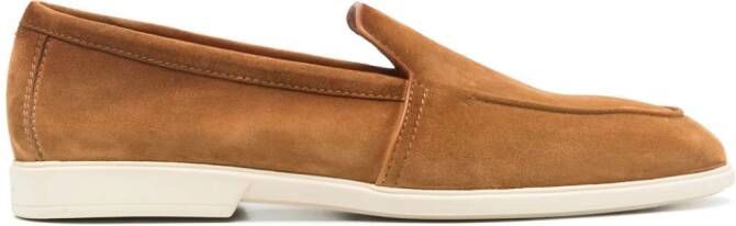 Santoni almond suede loafers Brown