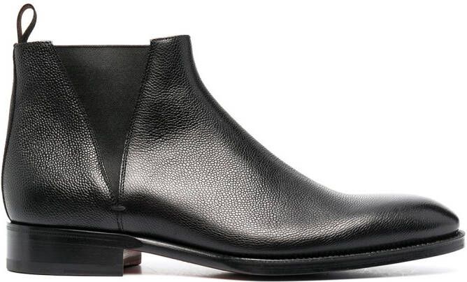 Santoni almond toe ankle boots Black