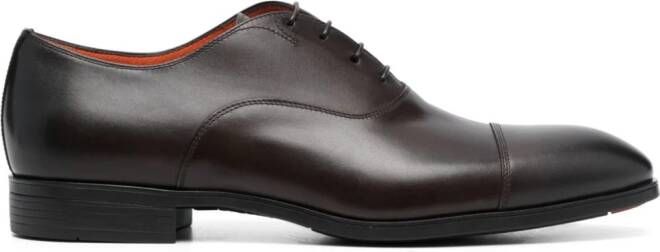 Santoni almond-toe lace-up leather shoes Brown