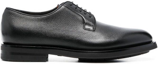 Santoni almond-toe leather derby shoes Black