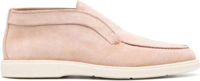 Santoni almond-toe suede boots Neutrals