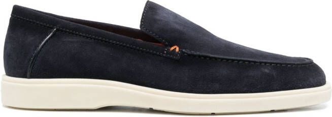 Santoni almond-toe suede loafers Blue