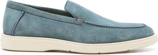 Santoni almond-toe suede loafers Blue