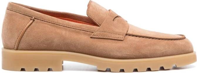 Santoni almond-toe suede loafers Brown