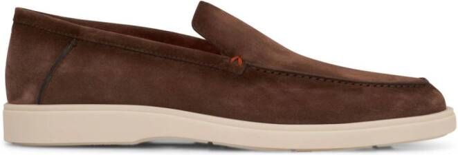 Santoni almond-toe suede loafers Brown