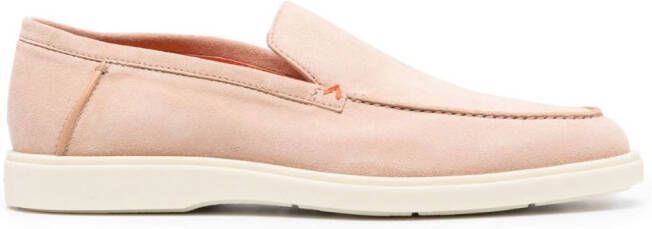 Santoni almond-toe suede loafers Neutrals