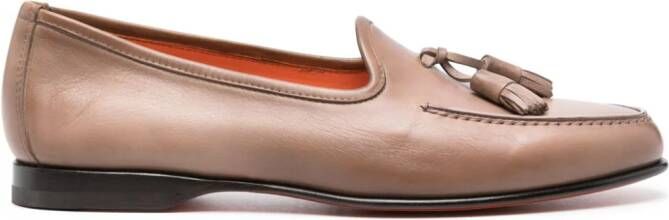 Santoni Andrea tassel leather loafers Brown
