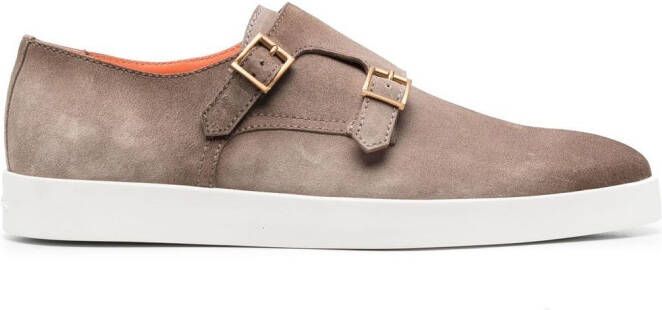 Santoni Bankable suede monk shoes Brown