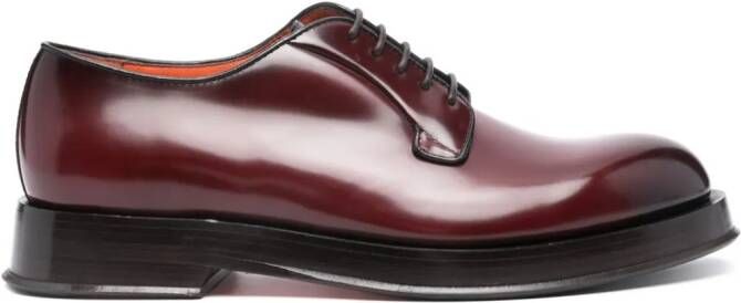 Santoni calf leather derby shoes Red