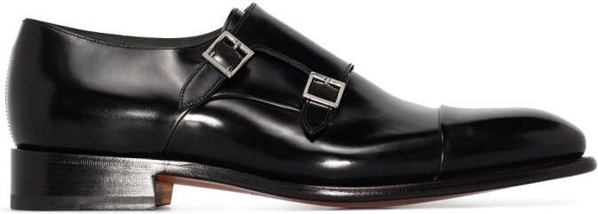 Santoni Carter leather monk shoes Black