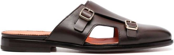 Santoni contrasting monk slippers Brown