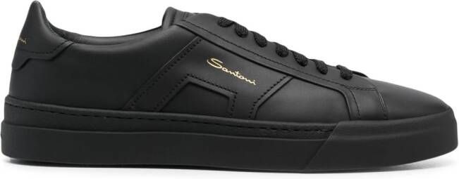 Santoni leather low-top sneakers Black