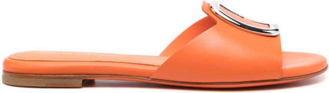 Santoni decorative-buckle leather sandals Orange
