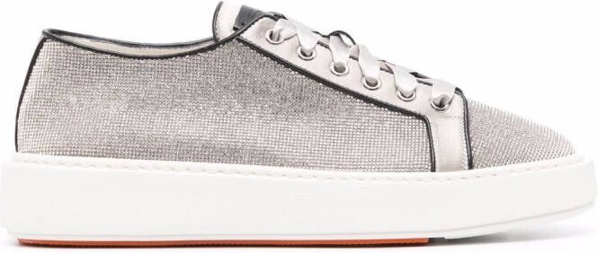 Santoni Derby sequin-embellished low-top sneakers Grey