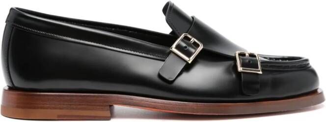 Santoni double-buckle leather loafers Black