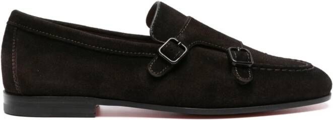 Santoni double-buckle leather loafers Brown
