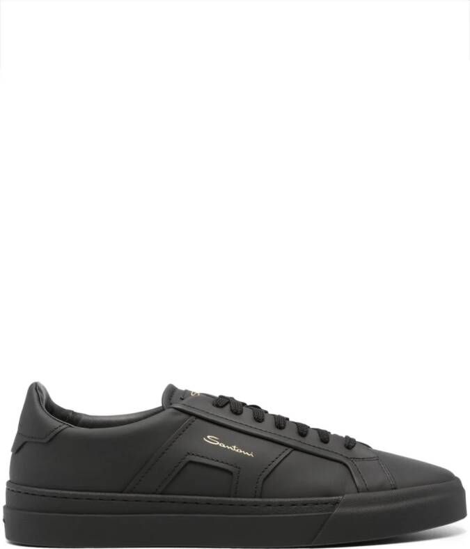 Santoni Double Buckle leather sneakers Black