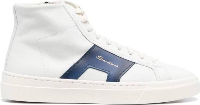 Santoni double-buckle leather sneakers White