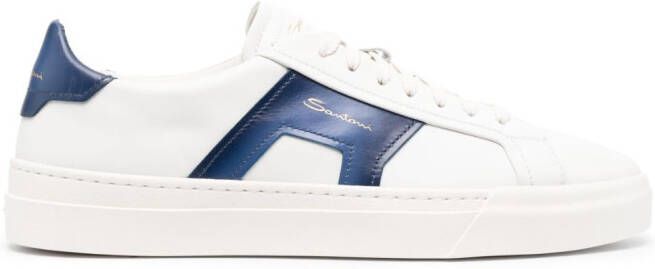Santoni Double Buckle low-top leather sneakers White