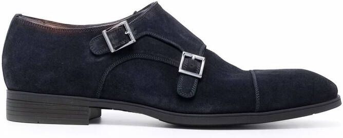 Santoni double buckle monk shoes Blue