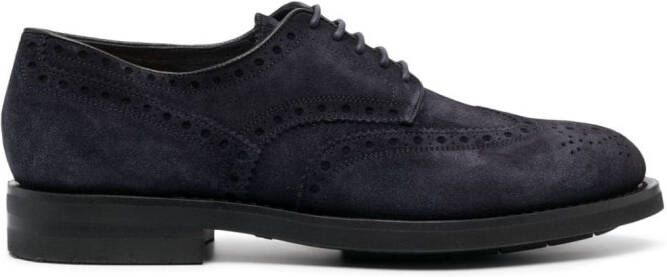 Santoni Emil lace-up suede derby shoes Blue