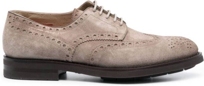 Santoni Emil perforated-detail leather brogues Neutrals