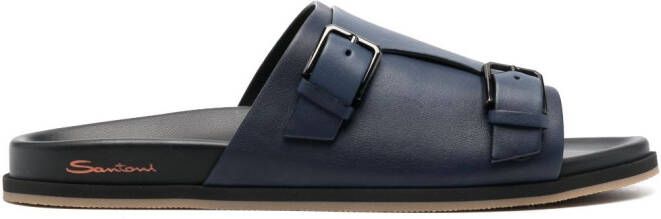 Santoni flat leather sandals Blue