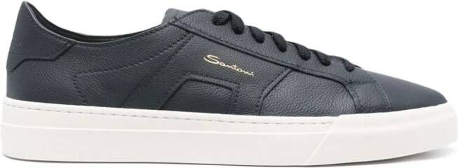 Santoni grained leather sneakers Blue