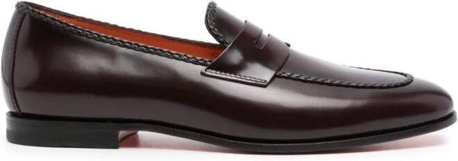 Santoni high-shine leather loafers Brown