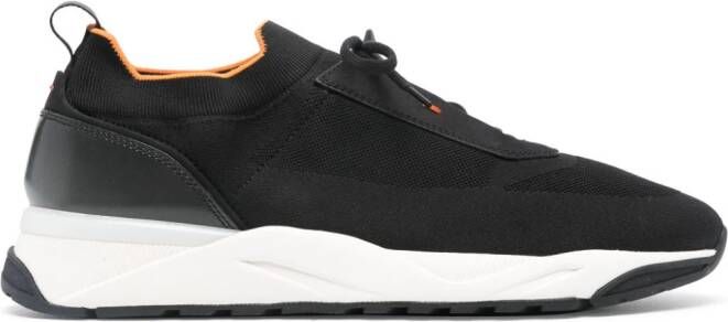 Santoni knitted panelled sneakers Black