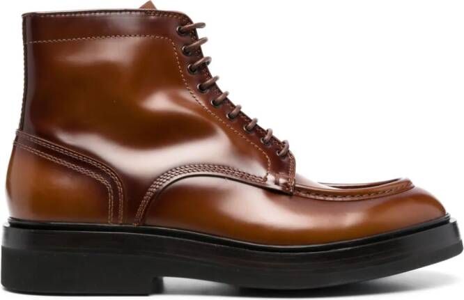 Santoni lace-up leather boots Brown