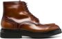 Santoni lace-up leather boots Brown - Thumbnail 1