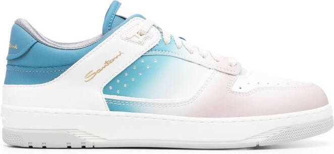 Santoni lace-up leather sneakers Pink