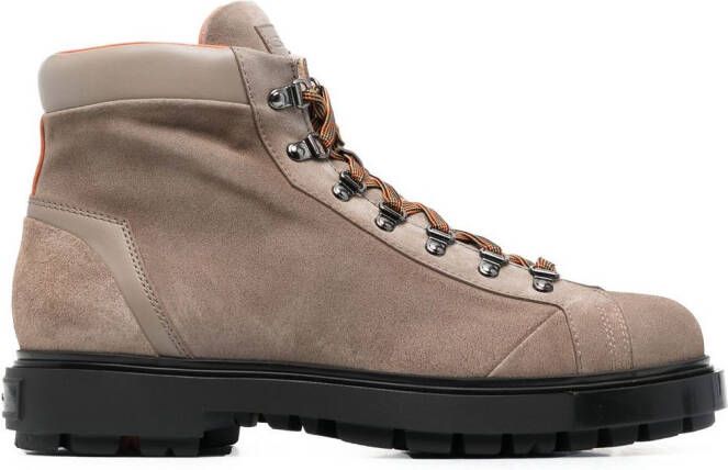 Santoni leather lace-up boots Neutrals