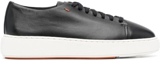 Santoni leather low-top sneakers Black