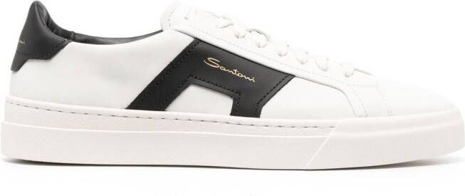 Santoni leather low-top sneakers White