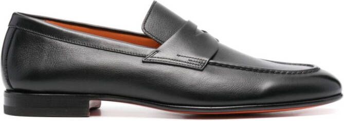 Santoni leather penny loafers Black