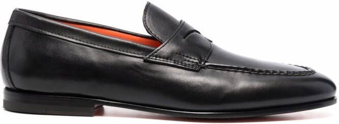 Santoni leather penny loafers Black