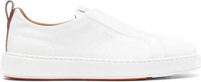Santoni leather slip-on sneakers White