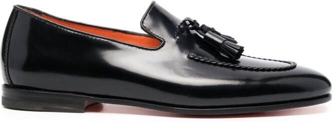 Santoni leather tassel-detail loafers Black