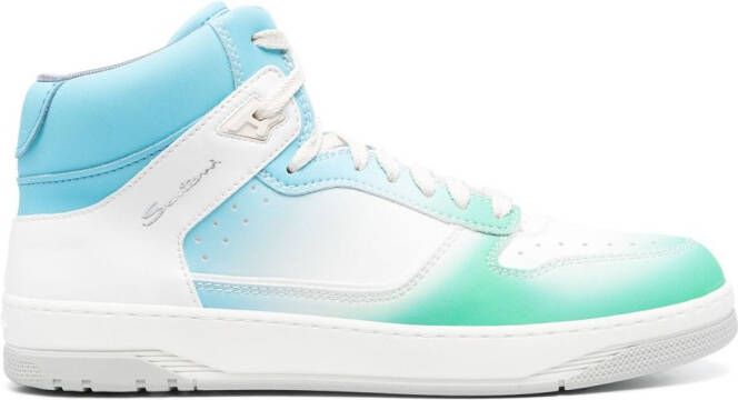 Santoni logo-print hi-top sneakers Green