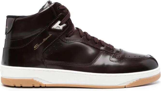 Santoni logo-print high-shine finish sneakers Purple